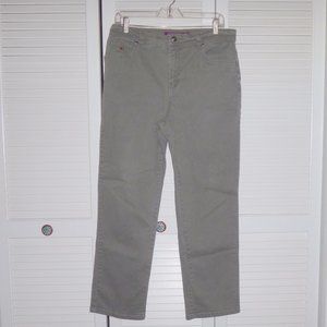 Gloria V olive green stretch jeans 12 short